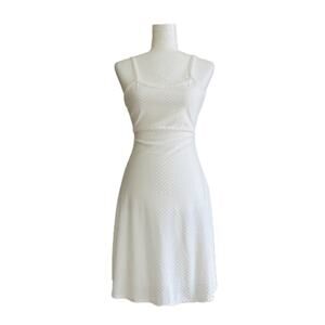 Olivia Rae Dress White Texture Swiss Dot Sleeveless Back Knot Tie Mini Small